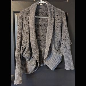 Cozy Grey Anthropologie Moth Crochet Round Hem Sweater- Size XS
